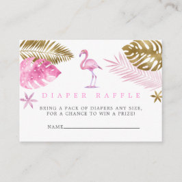Cartão De Informações Raffle, Fralda Flamingo, rosa e Dourada