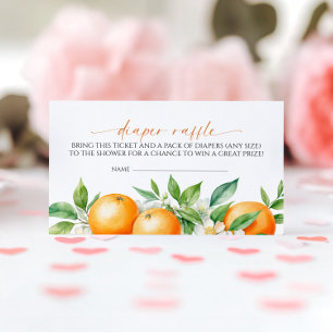 Cartão De Informações Raffle, Fralda Floral Laranja Elegante