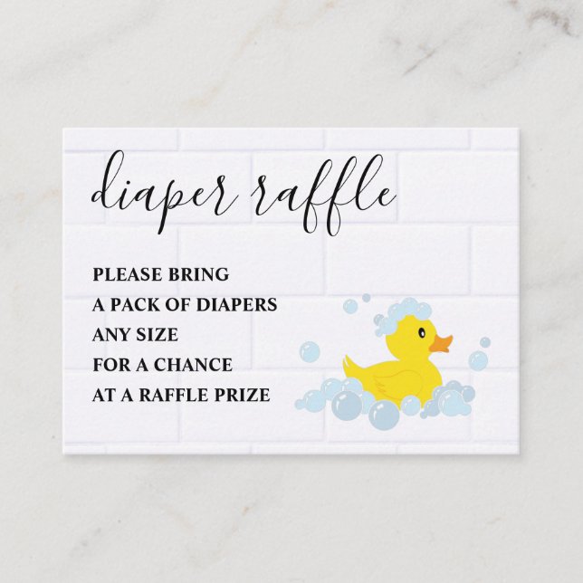 Cartão De Informações Raffle Fralda Pato de Borracha (Frente)