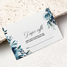 Cartão De Informações Raffle Marinho Azul Floral Fralda Celestial