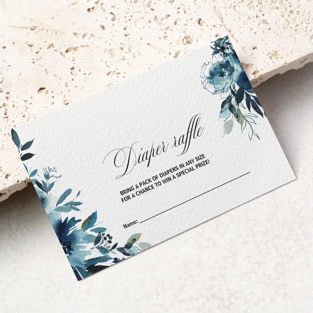Cartão De Informações Raffle Marinho Azul Floral Fralda Celestial (Criador carregado)
