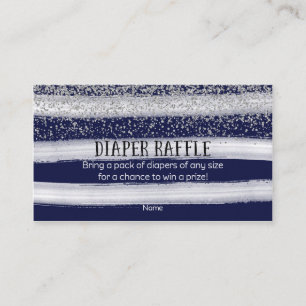 Cartão De Informações Raffle Marinho Chá de fraldas Azul Prateado