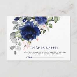 Cartão De Informações Raffle Marinho Floral Azul Blush de Fralda Único