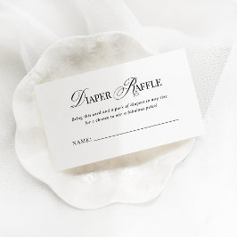 Cartão De Informações Raffle preto e Fralda branco e luxo clássico