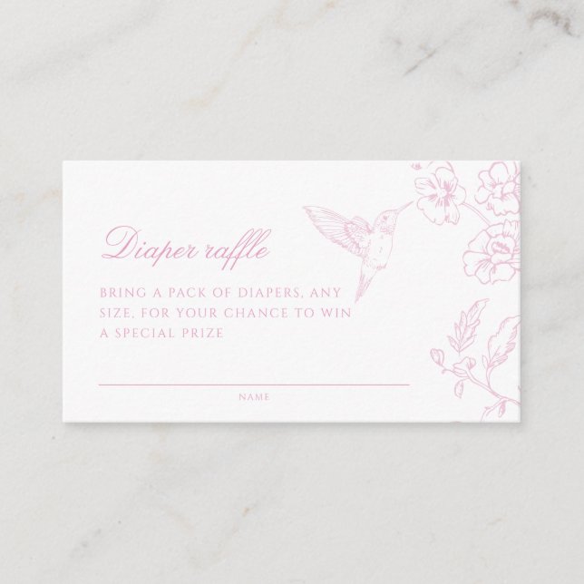 Cartão De Informações Raffle Rosa Chinoiserie Fralda Suave (Frente)