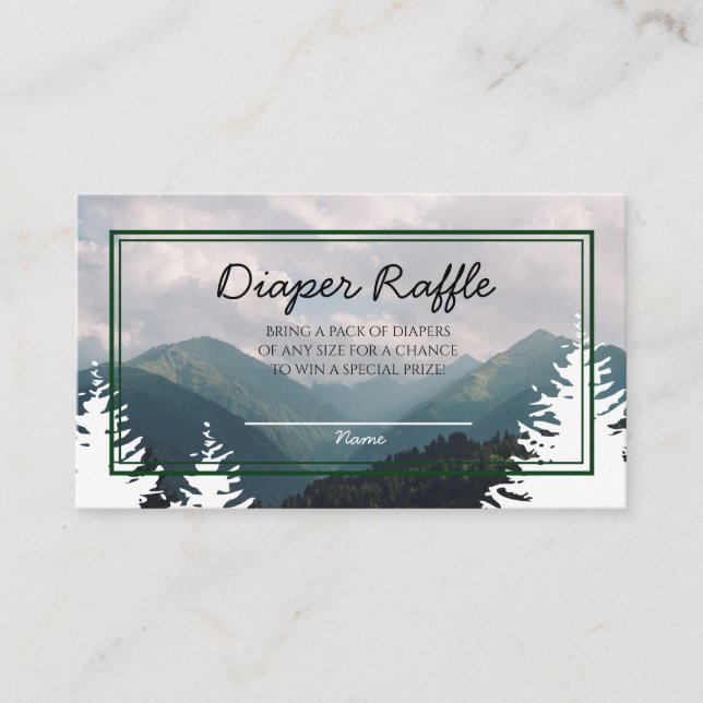 Cartão De Informações Raffle rústico da fralda do chá de fraldas (Frente)