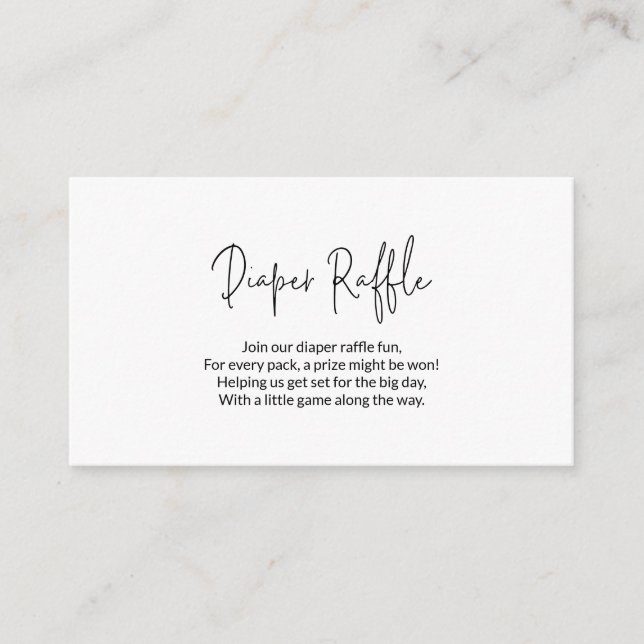 Cartão De Informações Raffle simples de Fralda simples (Frente)