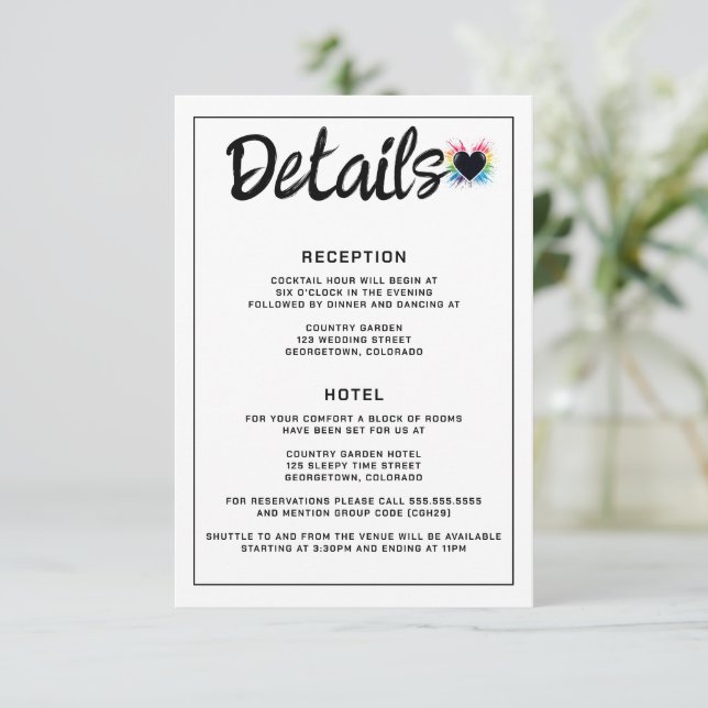 Cartão De Informações Rainbow Burst (Em pé/Frente)