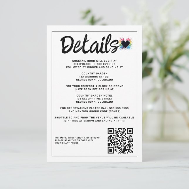 Cartão De Informações Rainbow Burst (Em pé/Frente)