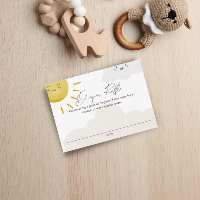 Cartão De Informações Raio de Sol Nuvens Fralda Neutra Raffle Pequeno (Criador carregado)