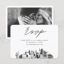 Cartão De Informações Raleigh Wedding Minimalist Sketch RSVP