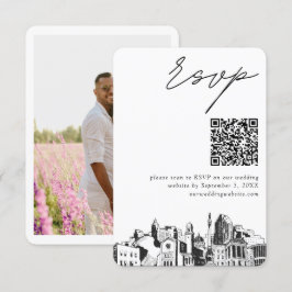 Cartão De Informações Raleigh Wedding Modern RSVP Código QR