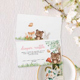 Cartão De Informações Rapariga Chá de fraldas da Woodland Raffle
