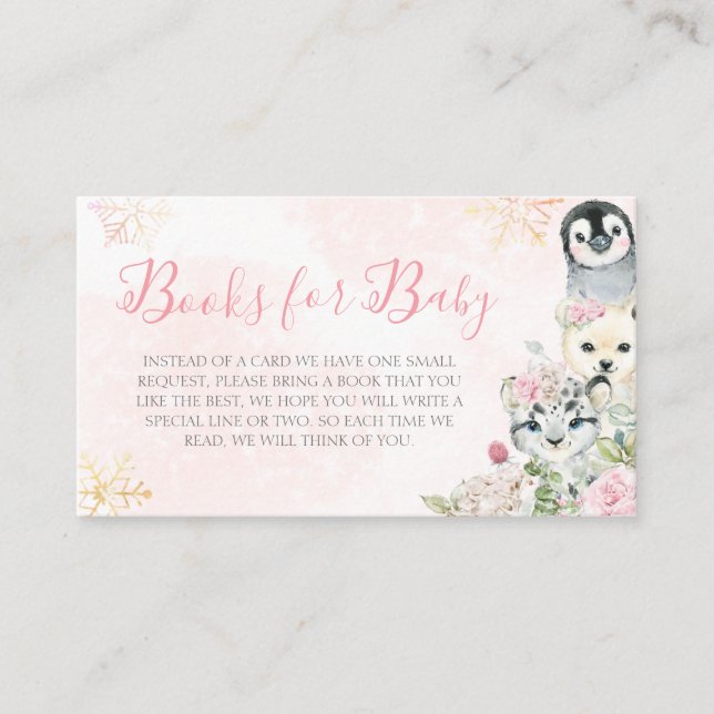 Cartão De Informações Rapariga de inverno de animais árcticos livros par (Frente)