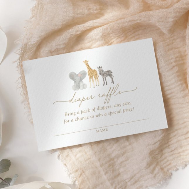 Cartão De Informações Rapariga Safari Animal Chá de fraldas Raffle (Criador carregado)
