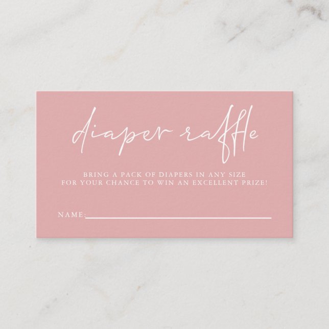 Cartão De Informações Raparigas rosadas bonitas Fralda Raffle Chá de fra (Frente)