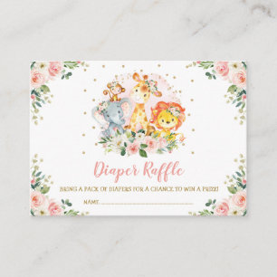 Cartão De Informações Raparigas Selva Safari Animais Selvagens Fralda Ra