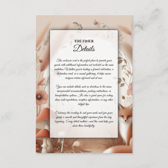 Cartão De Informações Raposas de Florestas de Outono Encantadas (Frente)