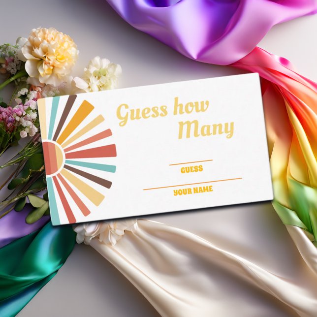 Cartão De Informações Ray do Chá de fraldas Sunshine adivinha quantos (Criador carregado)