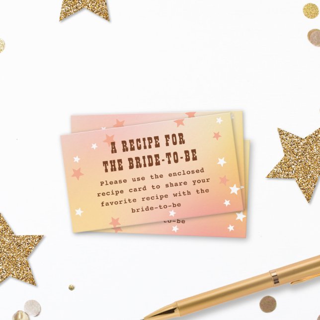 Cartão De Informações Receber Chá de panela de Estrelas de Pêssego Bonit (Criador carregado)