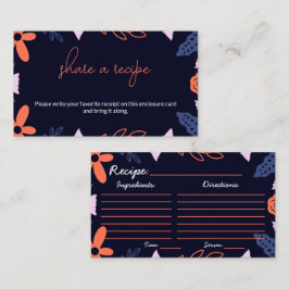 Cartão De Informações Receber Chá de panela Floral Laranja Escuro