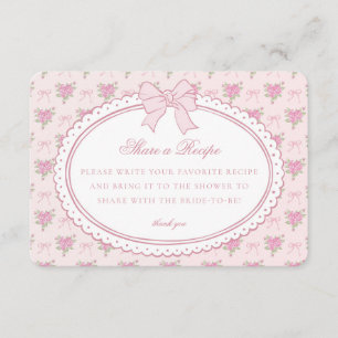 Cartão De Informações Receita Compartilhada Floral Chique Vintage Rosa