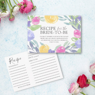 Cartão De Informações Receita de Aquarela para a Noiva Floral