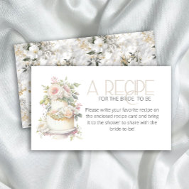 Cartão De Informações Receita de bolo de casamento aquarela para a noiva