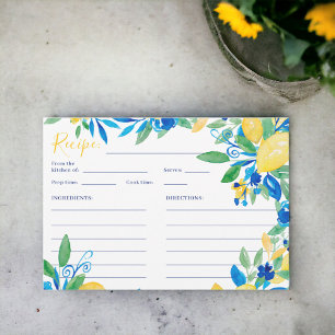 Cartão De Informações receita de casamento em azul floral script limão i
