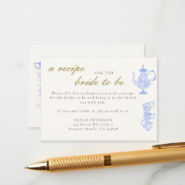 Cartão De Informações Receita de chá azul-nobre Conjunto de chic Dourado
