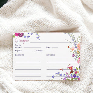 Cartão De Informações Receita de Chá de Noiva Floral Pintada à Mão 