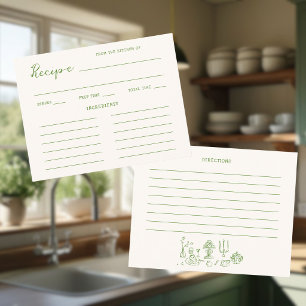Cartão De Informações Receita de Chá de Noiva Verde Manuscrita
