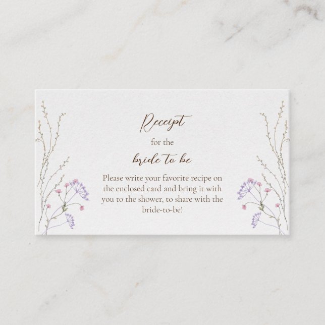 Cartão De Informações Receita de Chá de panela de flor selvagem Elegante (Frente)