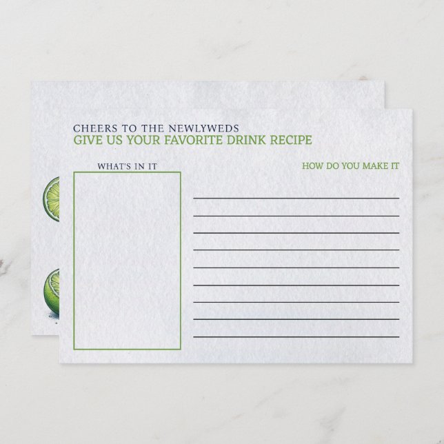 Cartão De Informações Receita de Chá de panela Margs & Matrimony (Frente/Verso)