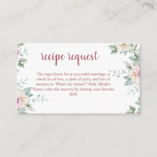 Cartão De Informações Receita de Chuveiro de Noiva com Aquarela Floral R