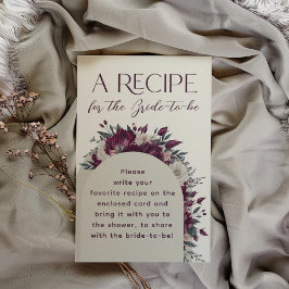Cartão De Informações Receita de Flores de Creme Borgonha em Flor