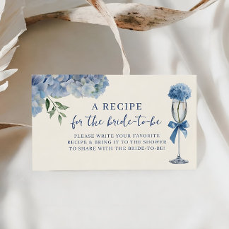 Cartão De Informações Receita de Hidrangea Azul Elegante para Noiva