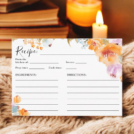 Cartão De Informações Receita de noiva com flores boho pintadas à mão em