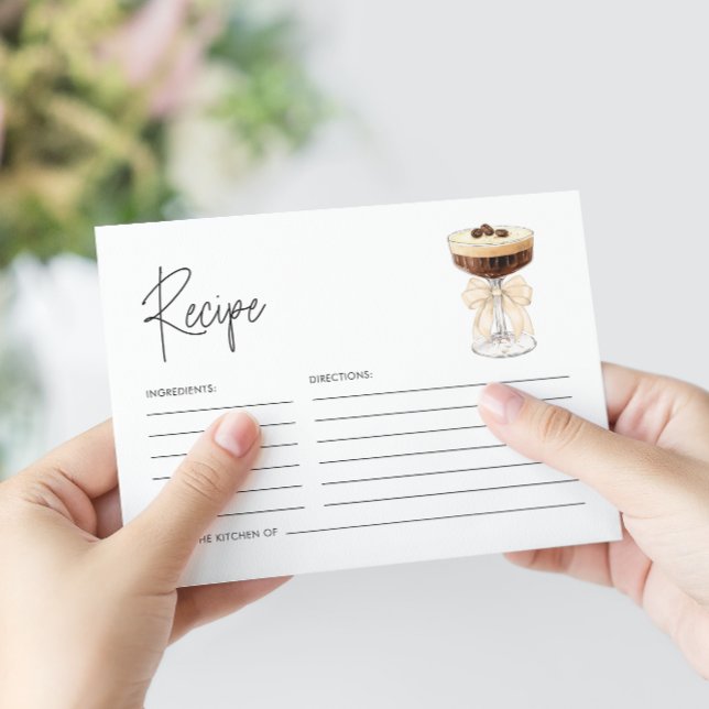 Cartão De Informações Receita do Chá de panela Espresso Martini (Bow Espresso Martini Bridal Shower - Registry Enclosure Card)