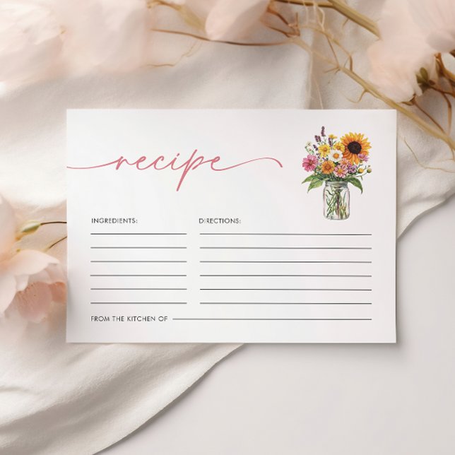 Cartão De Informações Receita fresca do Chá de panela do mercado (Fresh Off the Market Bridal Shower Recipe Enclosure Card)