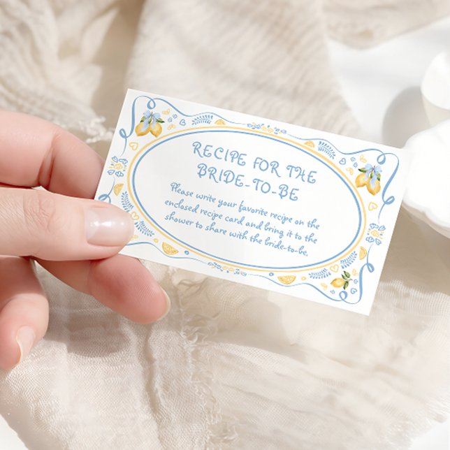 Cartão De Informações Receita italiana de Chá de limão para a Noiva En (Criador carregado)