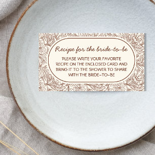 Cartão De Informações Receita Para a Noiva Floral Marrom Manuscrita