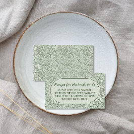 Cartão De Informações Receita Para a Noiva Floral Sage Verde Manuscrita