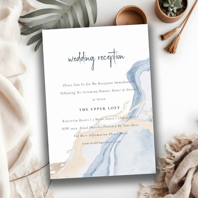 Cartão De Informações Recepção abstrato Blue Beige Sea Beach (Criador carregado)