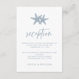 Cartão De Informações Recepção Azul com Estrelas de Casca de Praia