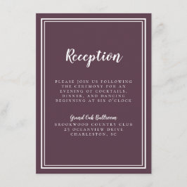 Cartão De Informações Recepção Casamento Clássico Roxo Branco Simples
