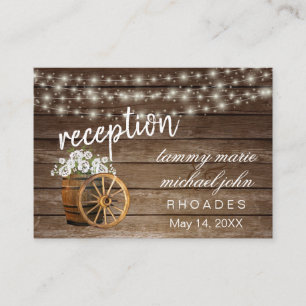 Cartão De Informações Recepção - Corpo de Madeira Russo com Flores Branc