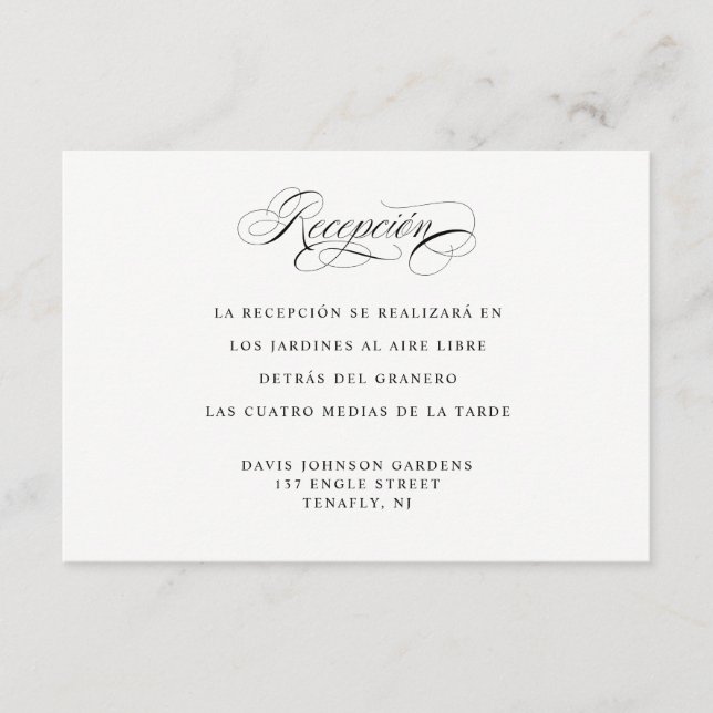 Cartão De Informações Recepção da Língua Espanhola e Enclausuramento de  (Frente)