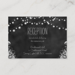 Cartão De Informações Recepção das luzes de corda pretas