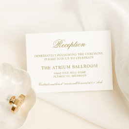 Cartão De Informações Recepção de Caligrafia Elegante em Ouro Antigo